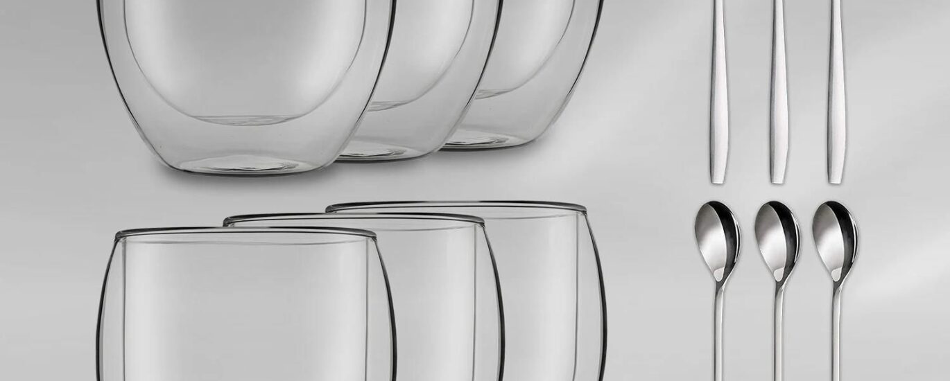 4Home Feelino Duos Jumbo Szklanka O Podwójnych Ściankach 410Ml Wraz Z Łyżeczką (126240)