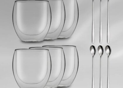 4Home Feelino Duos Jumbo Szklanka O Podwójnych Ściankach 410Ml Wraz Z Łyżeczką (126240)