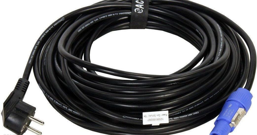 Accu Cable Power Con Schuko Czarny 15 m