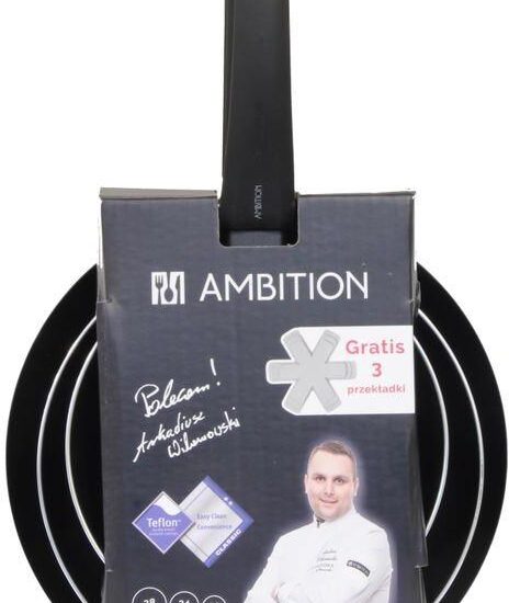 AMBITION Zestaw patelni BOSTO 20 24 28cm TEFLON CLASSIC 3 szt.
