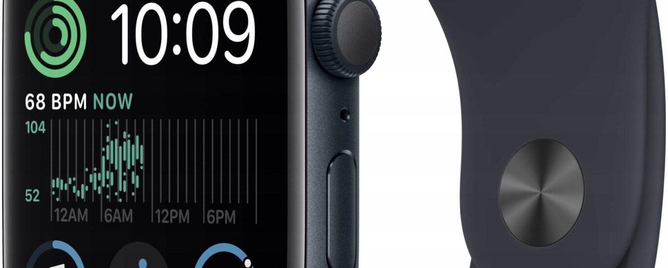 Apple Watch SE 2022 44mm Północ z opaską sportową w kolorze północ (MNK03WBA)