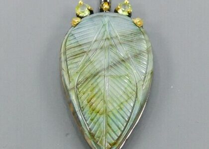 Artystyczny wisiorek 925 labradoryt 24ct oliwiny