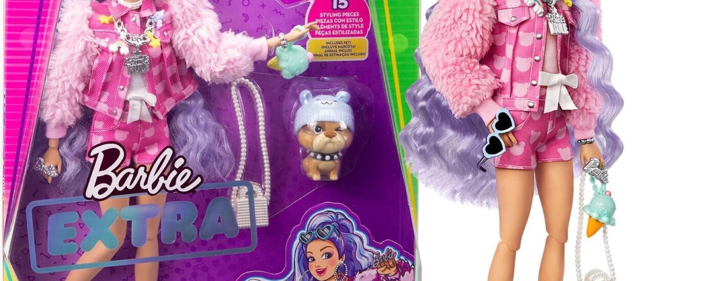 Barbie Extra Moda Lalka Różowy komplet/Fioletowe włosy (GRN27/GXF08)