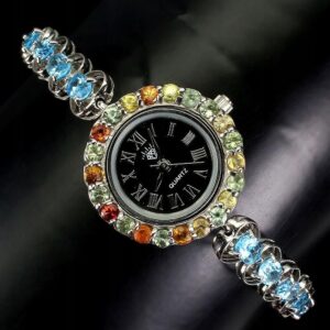 Bransoleta zegarek naturalne szafiry topazy 925