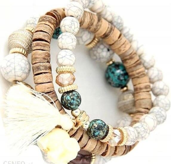 Bransoletka słonik Perełki koraliki pompon zestaw