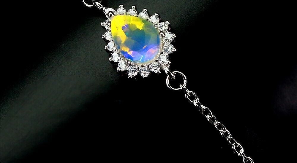 Bransoletka srebro natural opal ognisty delikatna