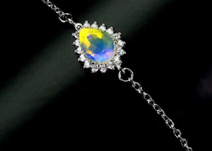 Bransoletka srebro natural opal ognisty delikatna