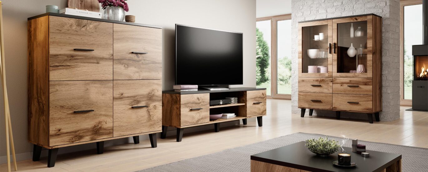 Cama Meble Zestaw Lotta1 Rtv1602D2K+Wit+Kom1104D+ Ław60 W/Cz
