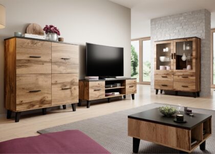 Cama Meble Zestaw Lotta1 Rtv1602D2K+Wit+Kom1104D+ Ław60 W/Cz