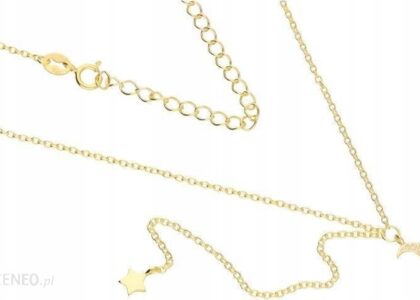 Chocker Naszyjnik Srebrny Złocony Księżyc Gwiazdka