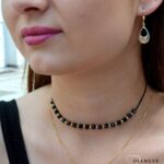 Diament Choker złoty na sznureczku ze złotymi kuleczkami i kamieniem Spinel DIA-NSZ-6464-585