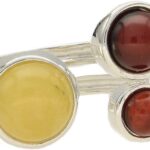 Diament Srebrny pierścionek 925 z bursztynami w dwóch odcieniach DIAPRS4508925
