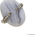 DIAMENT SREBRNY PIERŚCIONEK Z KAMIENIEM CHALCEDON I CYRKONIĄ