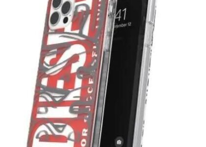 Diesel Snap Case Clear Aop Iphone 12 Pro Max Czerwono-Szary/Red-Grey 42568 (810701)