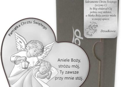 Dono Obrazek srebrny Aniołek Pamiątka Chrztu Świętego DS123