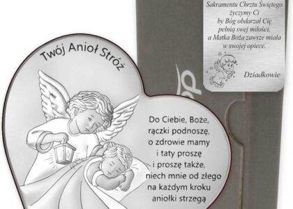 Dono Obrazek Srebrny Aniołek Pamiątka Chrztu Świętego Ds124