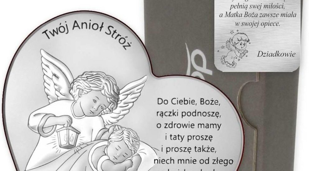 Dono Obrazek Srebrny Aniołek Pamiątka Chrztu Świętego Ds124