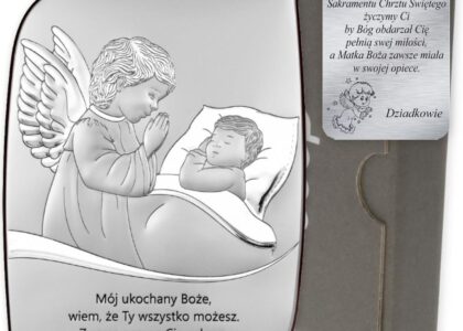 Dono Obrazek srebrny Aniołek Pamiątka Chrztu Świętego DS148