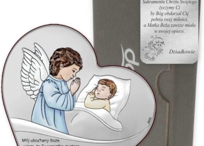 Dono Obrazek srebrny Aniołek Pamiątka Chrztu Świętego DS149C