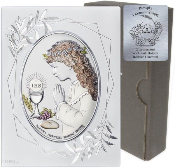 Dono Obrazek Srebrny Pamiątka I Komunii dla dziewczynki owal z podpisem w ramie DS05FOA (45561529)