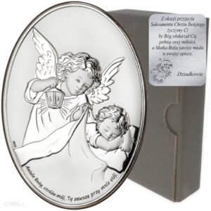 Dono Pamiątka na chrzest Obrazek srebrny Aniołek Twój Anioł Stróż owal DS28 (41811200)