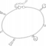 Efektowna srebrna bransoletka z wisiorkami charms