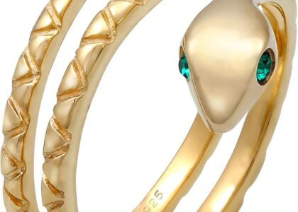Elli Pierścień Damski Wąż Pierścieniowy Z Kryształami W 925 Sterling Silver 56mm