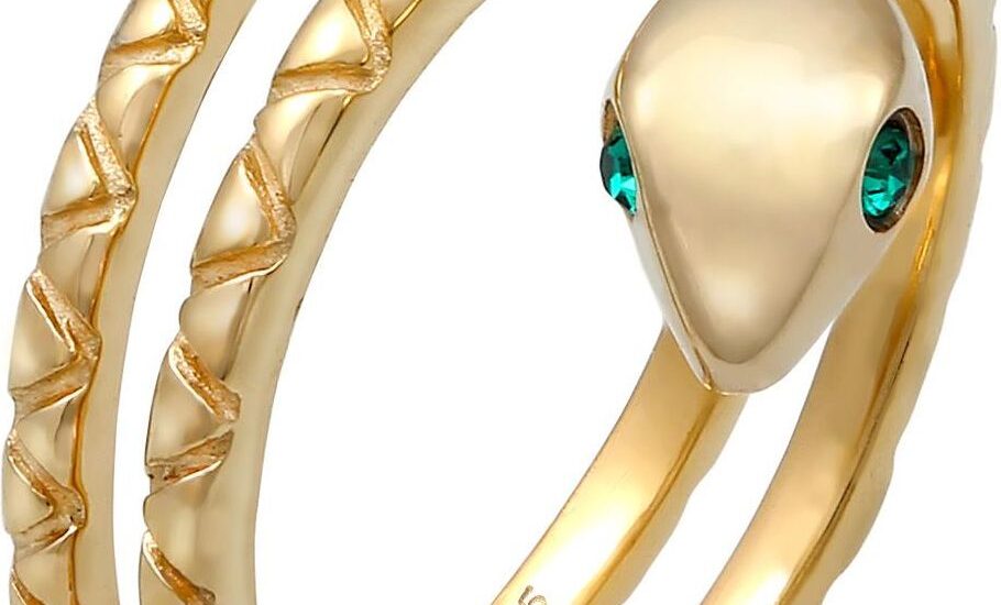 Elli Pierścień Damski Wąż Pierścieniowy Z Kryształami W 925 Sterling Silver 56mm