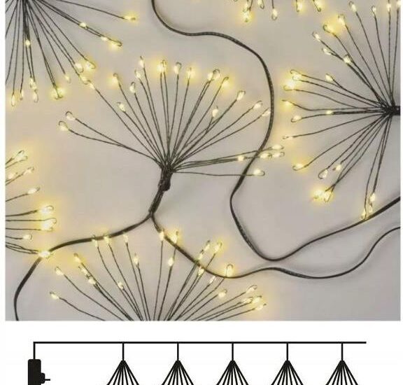 Emos Dekoracje 150 Led 2 35 M Nano Łezki Frędzle Ciepła Biel Zielony Przewód Ip20 Timer 1550000058