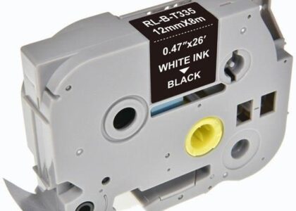 G&G Kompatybilny Taśma Do Drukarek Etykiet Dla Brother Tze 335 Biały Druk/Czarny Podkład Laminowane 8M 12Mm (RLBRTZ335PWTBK)