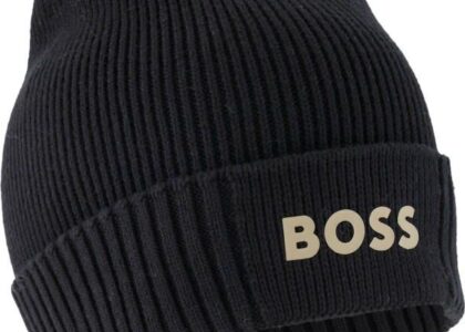 HUGO BOSS męska czapka Beanie hat BLACK 2023