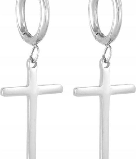 Kolczyki Krzyżyki Srebrne 4 cm Stal Chirurgiczna