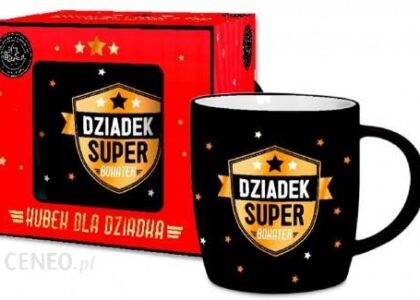 Kubek na dzień dziadka czarny 300 ml Super Bohater