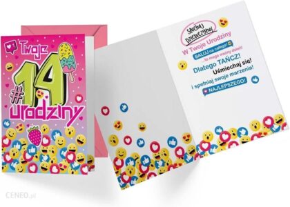 Kukartka Karnet Pr-337 Urodziny 14 Dziewczynka