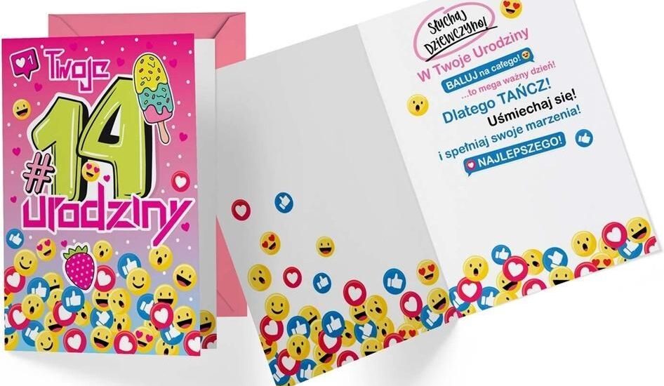 Kukartka Karnet Pr-337 Urodziny 14 Dziewczynka