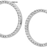 Lovrin Kolczyki z białego złota 585 ringi z diamentami koła KO442040CT
