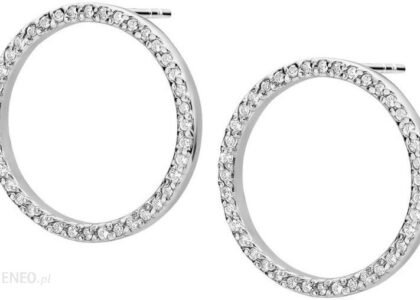 Lovrin Kolczyki z białego złota 585 ringi z diamentami koła KO442040CT