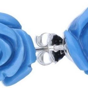 Lovrin Srebrne kolczyki 925 niebieskie roże 3