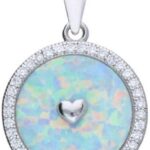 Lovrin Srebrne przywieszka 925 serce w kole opal