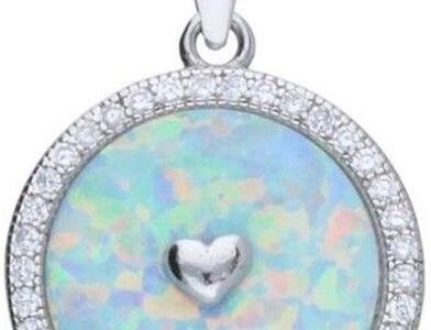 Lovrin Srebrne przywieszka 925 serce w kole opal