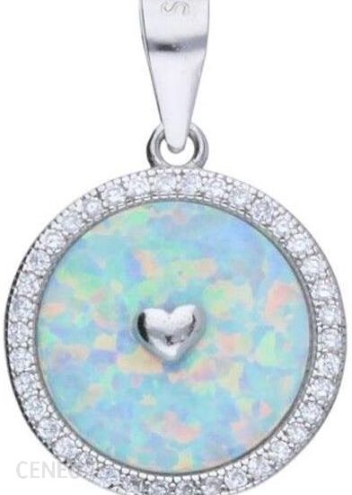 Lovrin Srebrne przywieszka 925 serce w kole opal