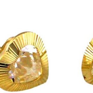 Lovrin Złote kolczyki 585 delikatne serce z diamentowaniem