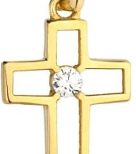 Lovrin Złoty krzyż 585 krzyżyk ramka z cyrkonią