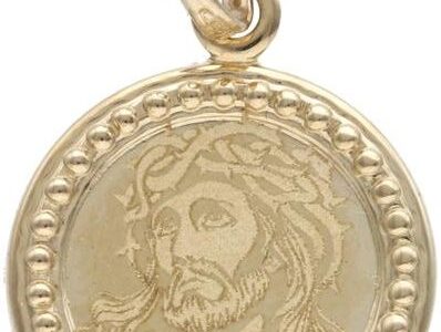 Lovrin Złoty medalik 585 Jezus chrzest komunia 0