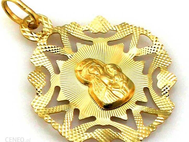 Lovrin Złoty medalik 585 Matka Boska diamentowany 0