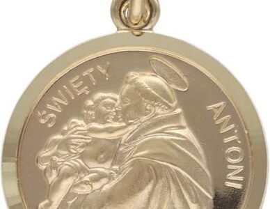 Lovrin Złoty medalik 585 na chrzest Święty Antoni 3
