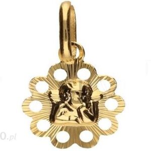 Lovrin Złoty medalik 585 serduszko z aniołkiem 0