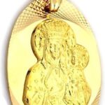 Lovrin ZŁOTY OWALNY MEDALIK Z DIAMENTOWANIEM MATKA BOSKA 585