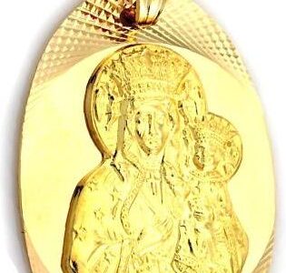 Lovrin ZŁOTY OWALNY MEDALIK Z DIAMENTOWANIEM MATKA BOSKA 585