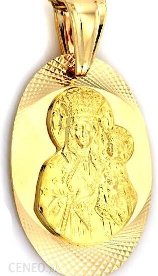 Lovrin ZŁOTY OWALNY MEDALIK Z DIAMENTOWANIEM MATKA BOSKA 585